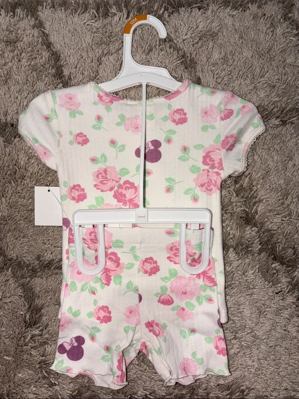 Disney Pink Floral Short Pajama Set with Purple Accents